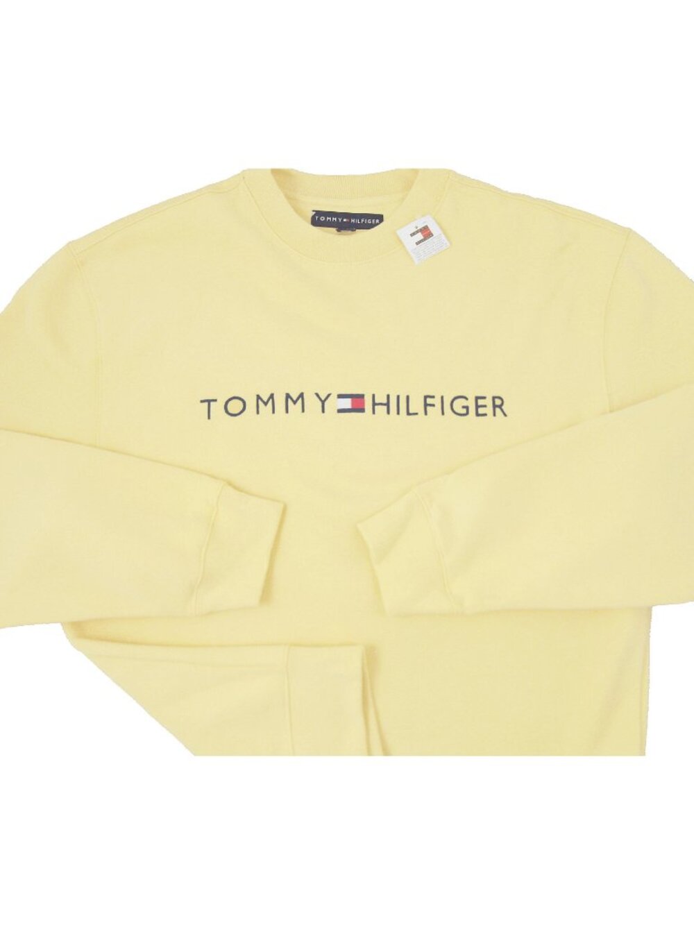 NEW Vintage Tommy Hilfiger Sweatshirt! XL Light Yellow Tommy Spell Out RUN BIG